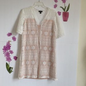 INTRIGUE NUDE LACE SHIFT DRESS WHITE SIZE M